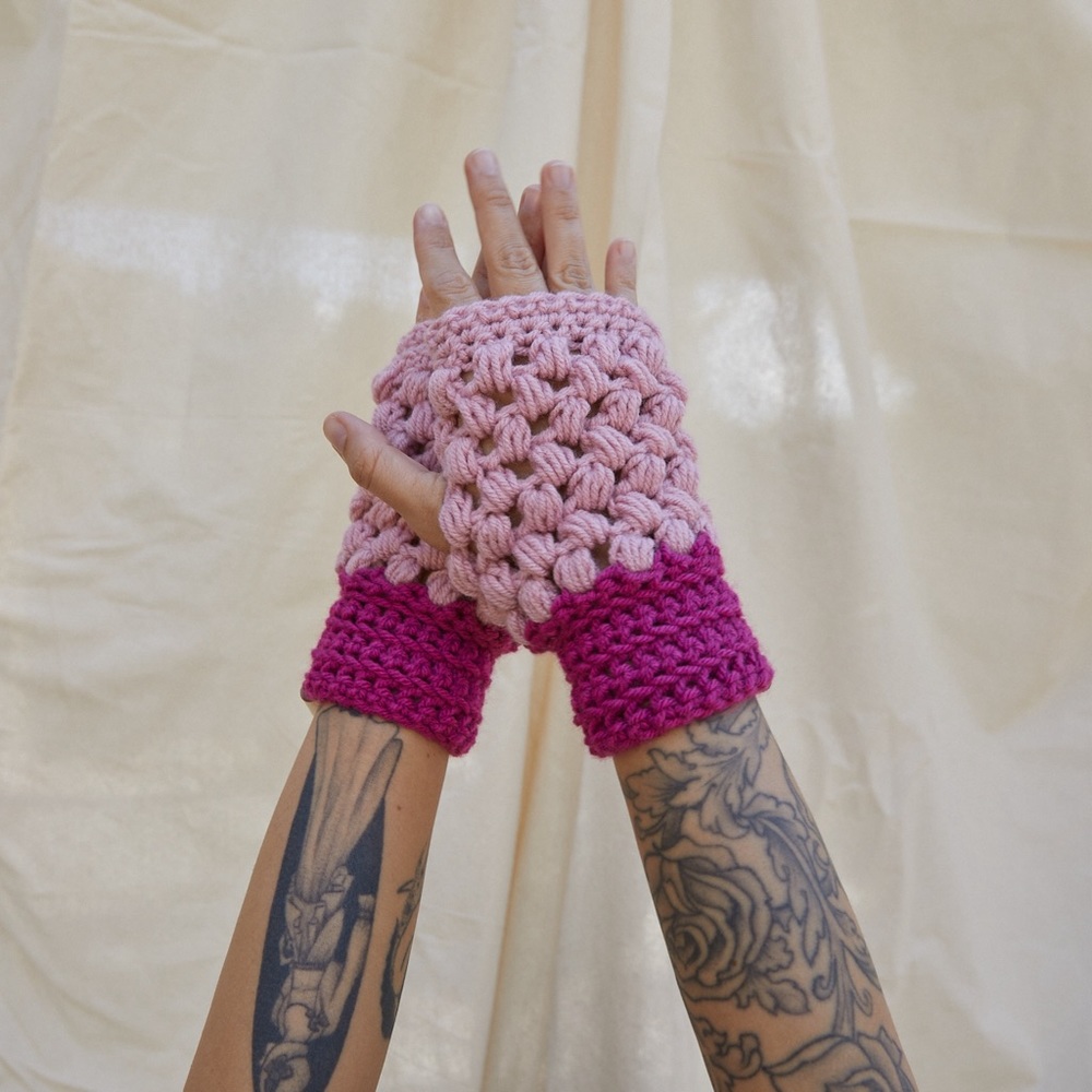 Magnetic Magenta Handmade Crochet Hand Warmers
